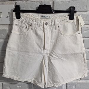 Abercrombie & Fitch White Loose-Fit Denim Shorts